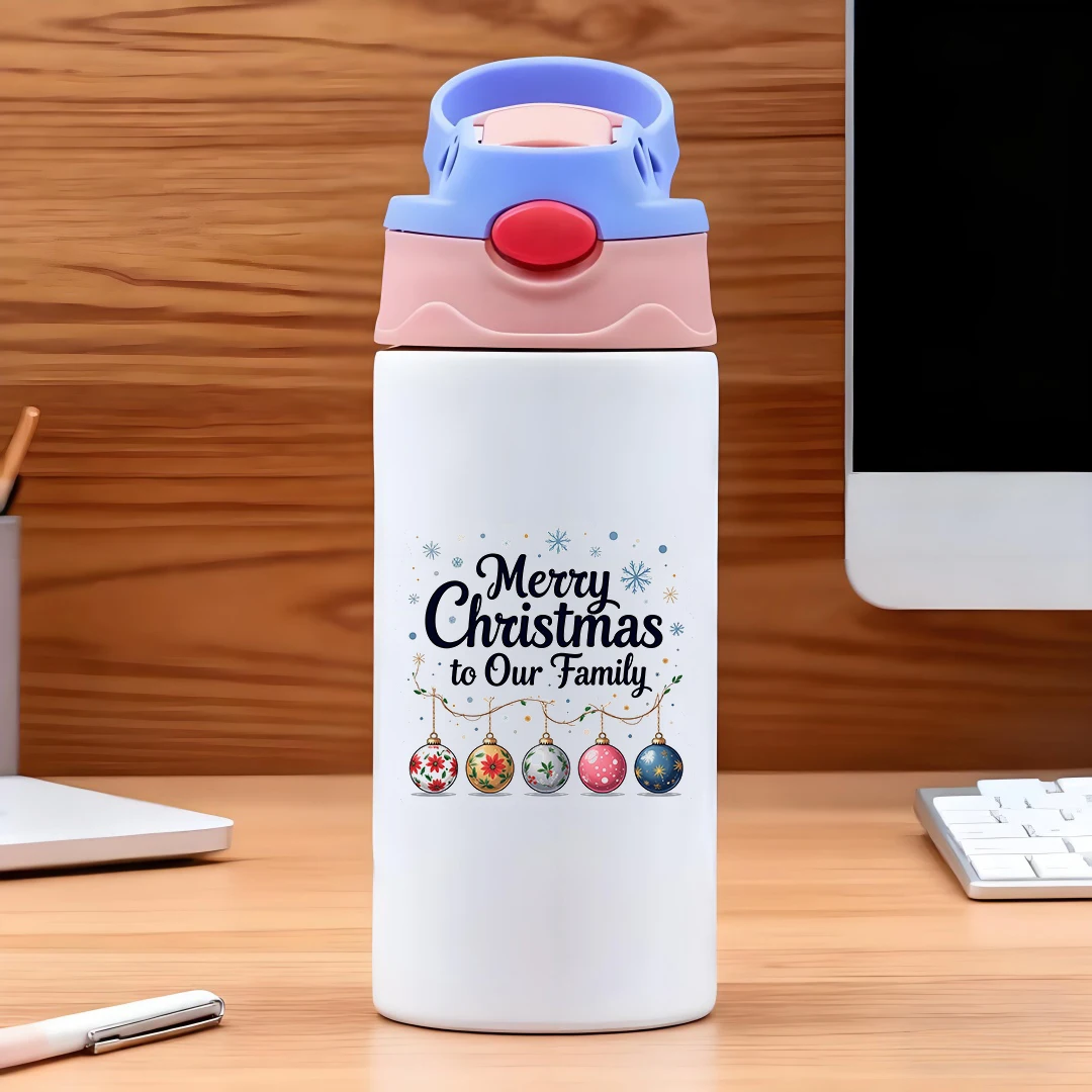 كوب حراري من الفولاذ المقاوم للصدأ 304، خط أنيق لعيد الميلاد المجيد، كوب بقشة صديق للأطفال، هدية عيد الميلاد، شتاء دافئ ينمو #2