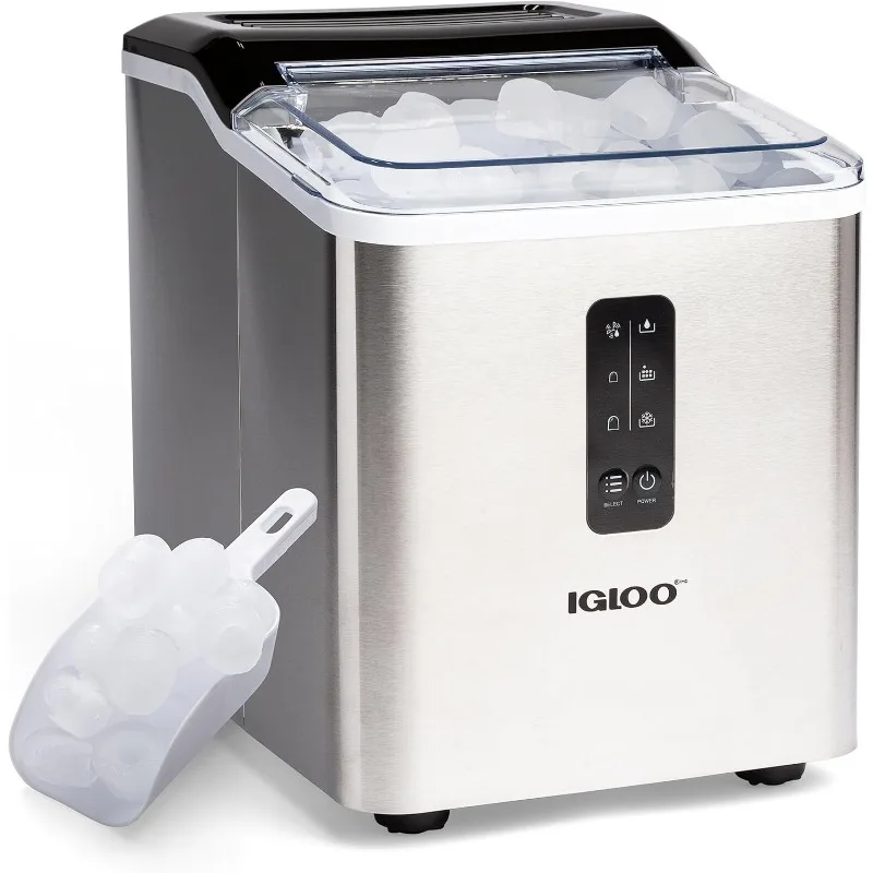 

Igloo Automatic Ice Maker, Self- Cleaning, Countertop Size, 26 Pounds in 24 Hours, Cubes 7 Minutes, LED Control Panel, Scoop