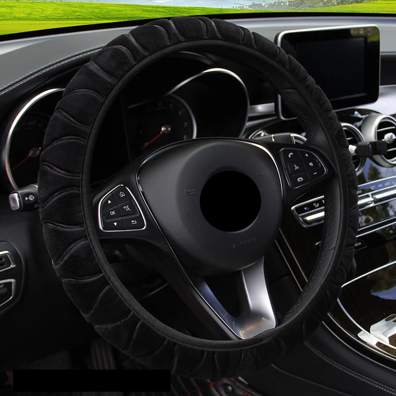 37-39CM Car Steering Wheel Covers Soft Warm Plush Steering Wheel Cover Car Steering Wheel Plush Cover for Women Winter Warm