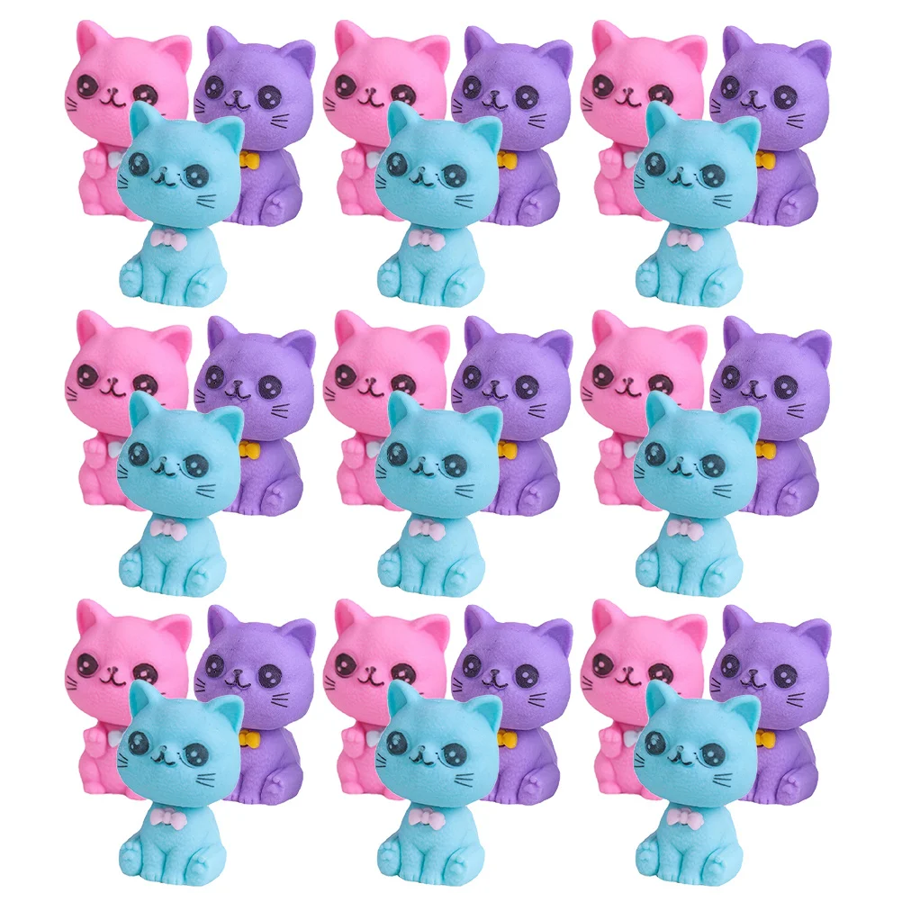

48Pcs Lovely Cartoon Cat Erasers Tiny Mini Animal Shaped for Children School Supplies Durable Decorative Gifts