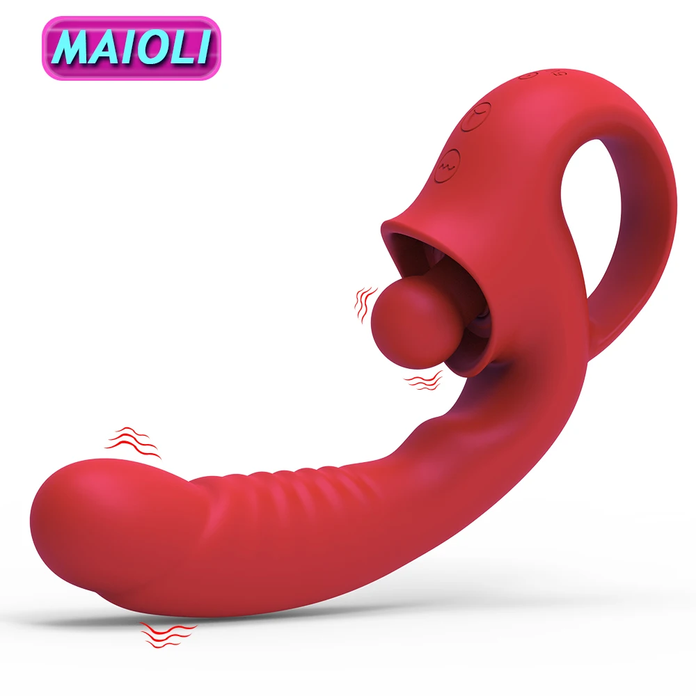 G Spot Clitoral Vibrator 2 In 1 Upgraded Realistic Big Dildo Clitoralis Stimulator 10 Licking Vibrating Adult Sex Toys for Women