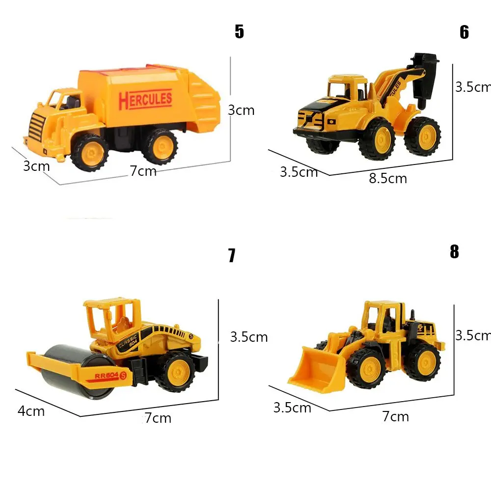 8 types Mini Construction Engineering Car Dump-car Dump Truck Model Christmas Gift Diecast  Classic Toy