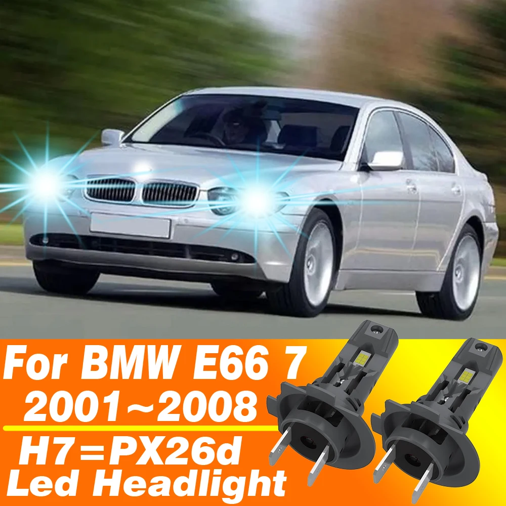 

2pcs High Power PX26D LED Car Bulbs H7 Canbus 6000K White Headlight Fog Lights for BMW E66 7 2001-2008 Moto Turbo Diode Lamp 12V