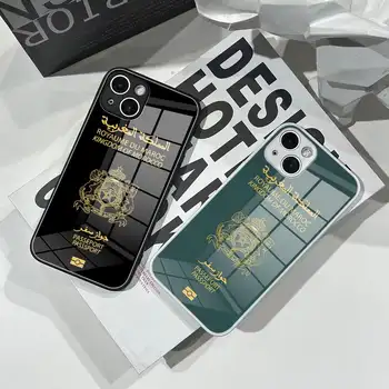 Pouzdro na telefon Maroko Passport z tvrzeného skla pro iPhone 16 15 Pro Max 14 13 12 Mini Plus Samsung S24 S23 Ultra 8 nejlepší prodej Pouzdro na iPhone Maroko - №8