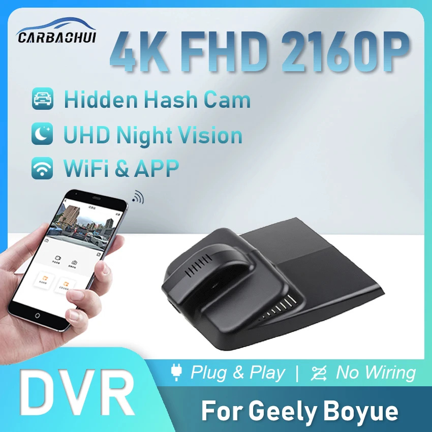 

4K 2160P Car DVR Plug and Play Dash Cam Camera UHD Night Vision WiFi Driving Video Recorder For Geely Atlas Wireless HD DashCam