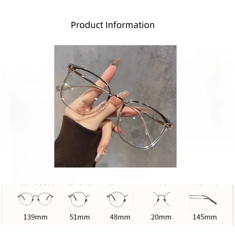 TR90 Glasses Frame Retro Square And Round Women's Glasses Frame Fashionable Brown Optical Prescription Glasses Frame Women 1517