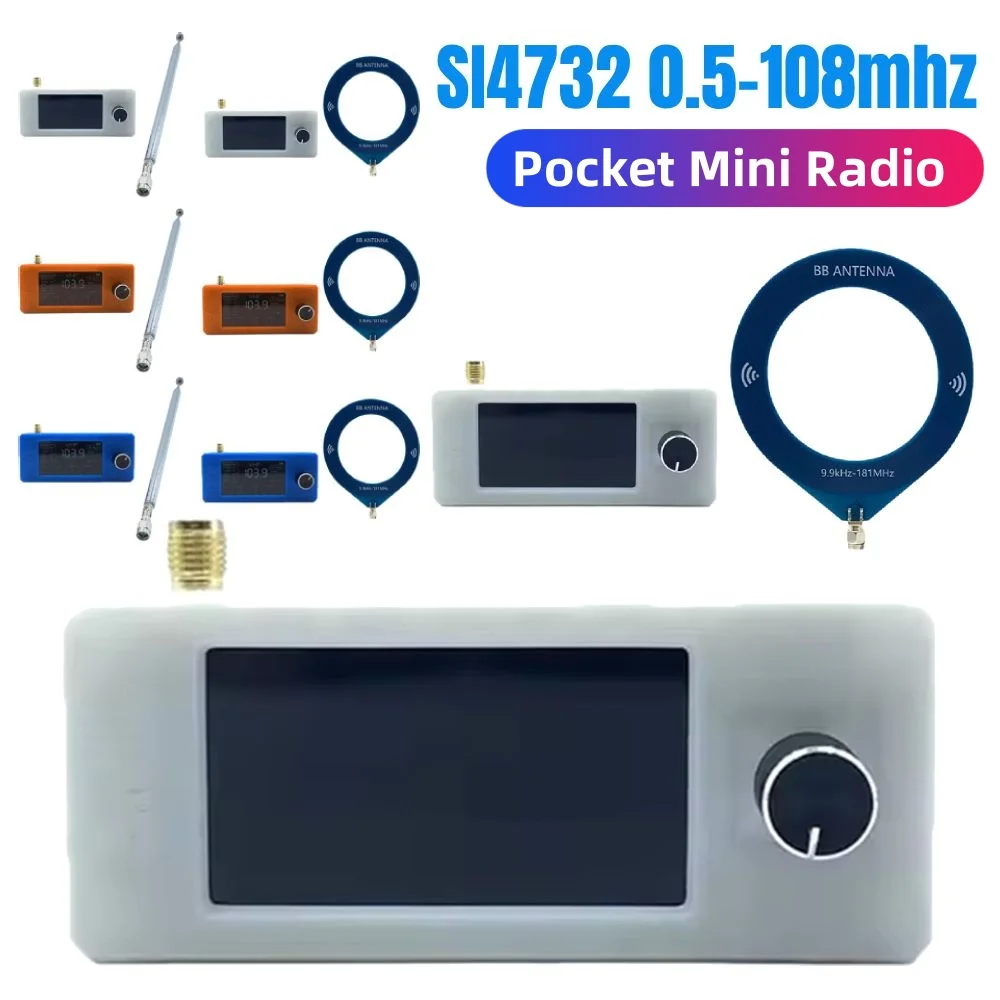 0.5--108mhz Pocket Size SI4732 Radio Receiver Mini Radio Master Control 1.9-inch IPS High-definition Portable Loop with Antenna