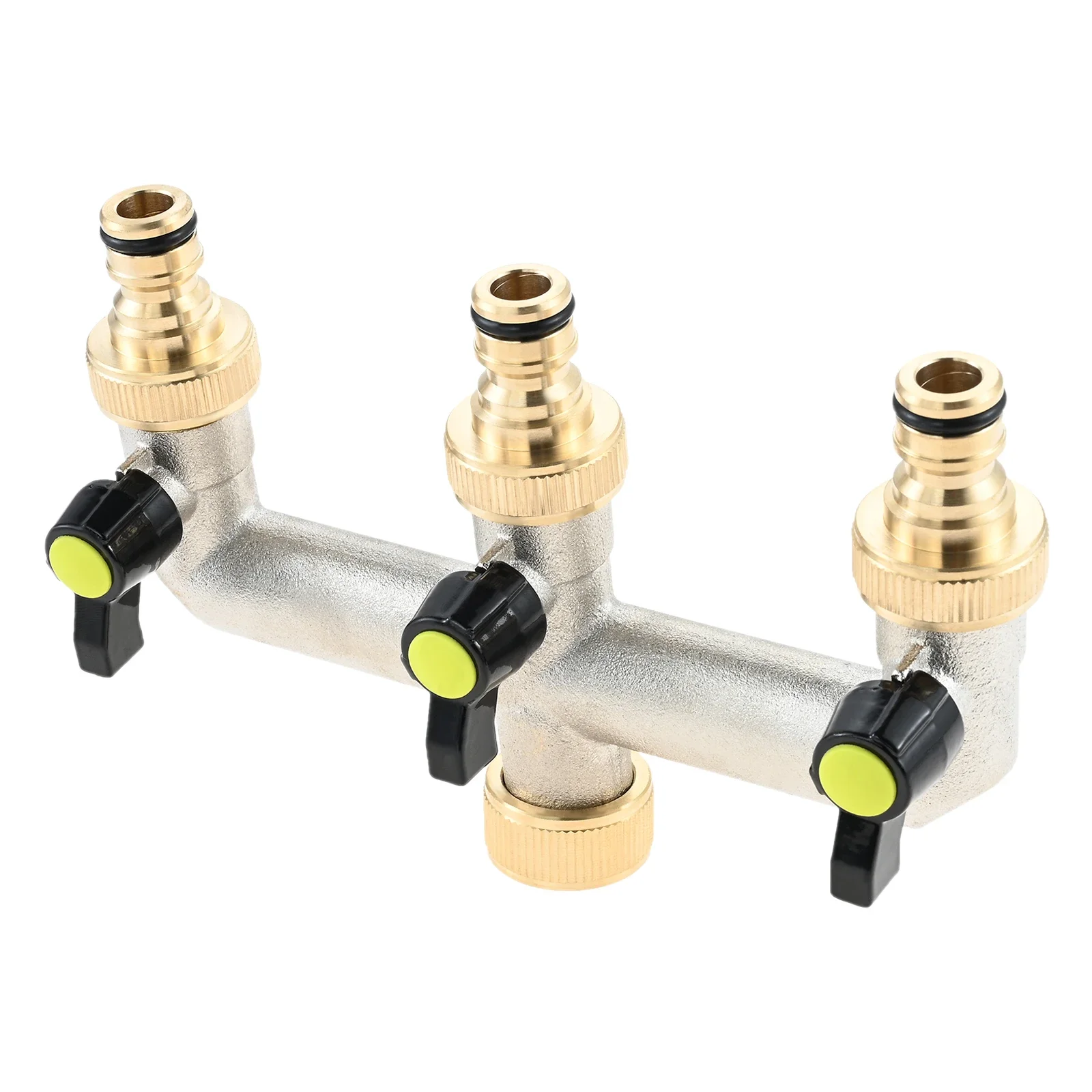 1Pc 3/4 Inch Thread 3-Way Valve Connection Tap Water Distributor with Individual Shut-off Valves 3 Distributor 3/4 Inch Adapter