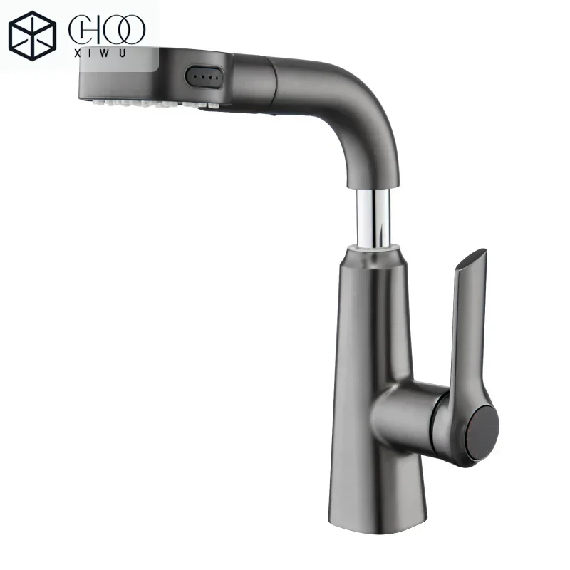 CHOOXIWU 360° Degree Rotation Bathroom Sink Faucet with Lift up down Stream Sprayer Hot Cold Water Mixer Wash Tap for Kitchen 6