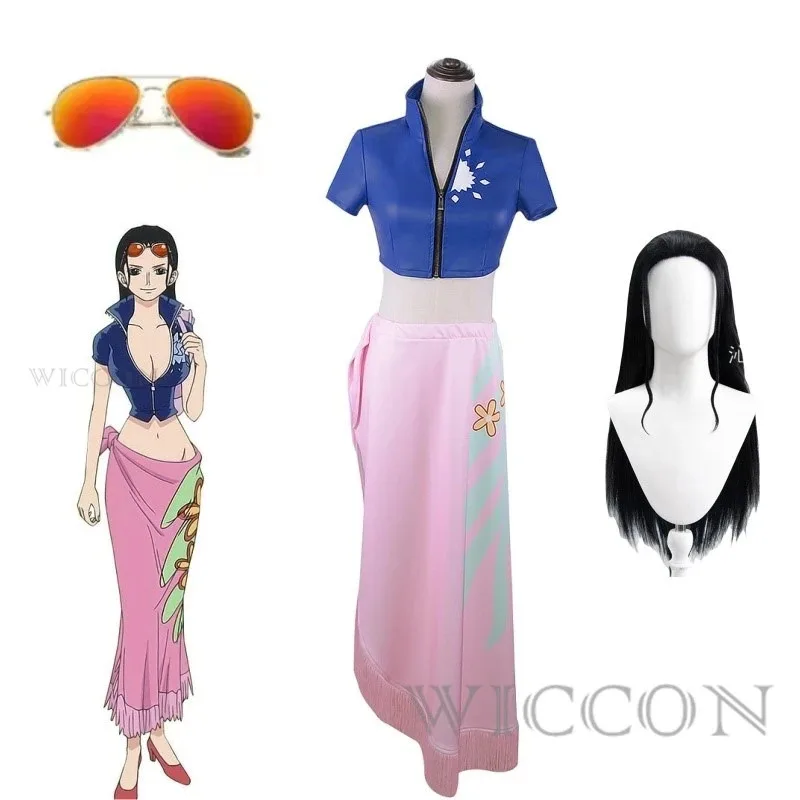 Sky06 Anime Nico Robin Cosplay disfraz vestidos sexis traje de baño uniforme traje gafas peluca Halloween carnaval fiesta juego de rol W66lU &