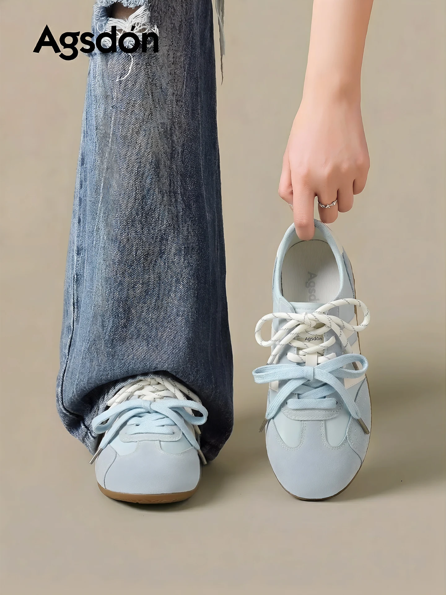

Agsdon Blue Ballet Racing Shoes Women's 2026 New Summer Thick Bottom Breathable Fashion Casual Shoes Sporty Cross Tie