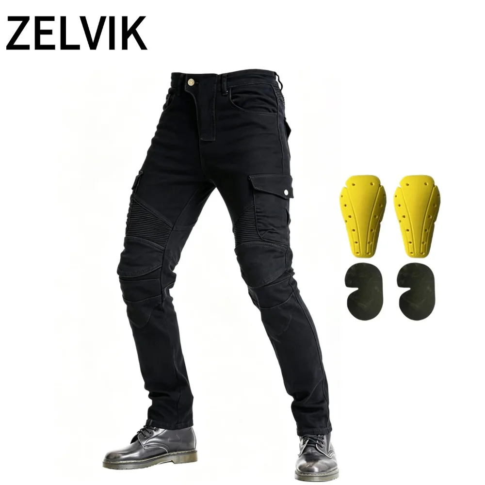 

Motorcycle Denim Pants for Men Women Motorbike Riding Jeans with Knee Pads Reinforced Stitching Breathable Casual Wear