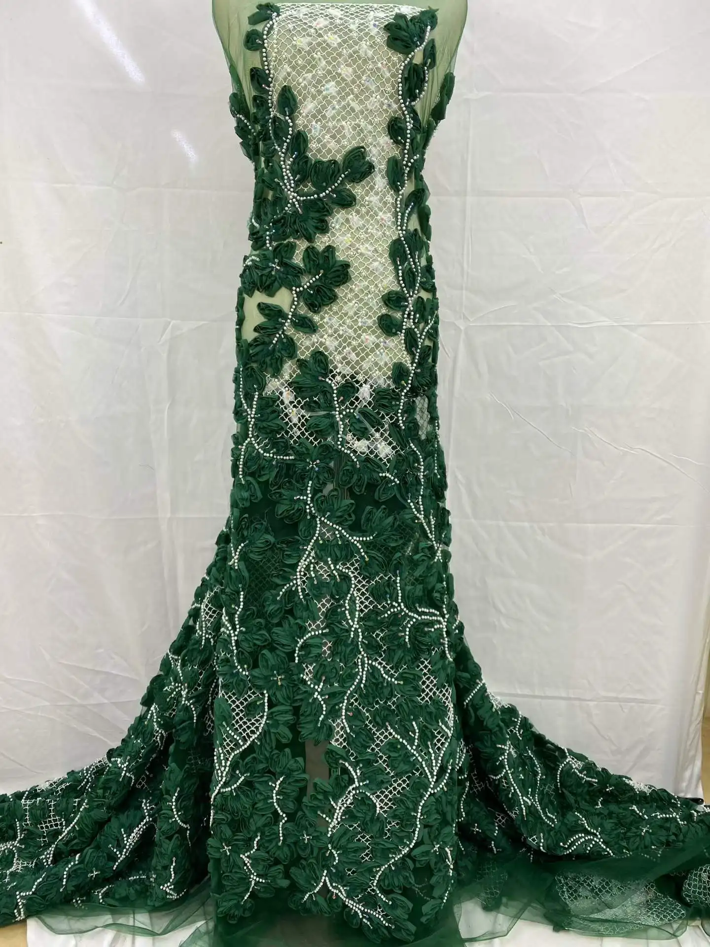 

Элегантная 3D-ткань с цветами, французским бисером и пайетками, кружевная ткань 2026 года, высококачественная африканская кружевная ткань для нигерийских свадебных и праздничных платьев, для шитья