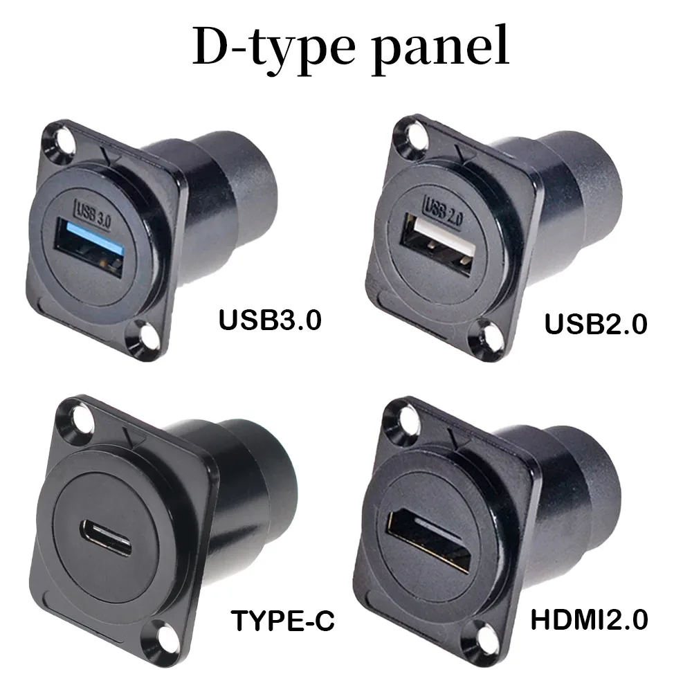 Metal D-Type Module RJ45 USB 2.0/3.0&Type-C &HDMI 2.0 Jack Socket | Network Panel Mounting Electronic Connector for Connectivity