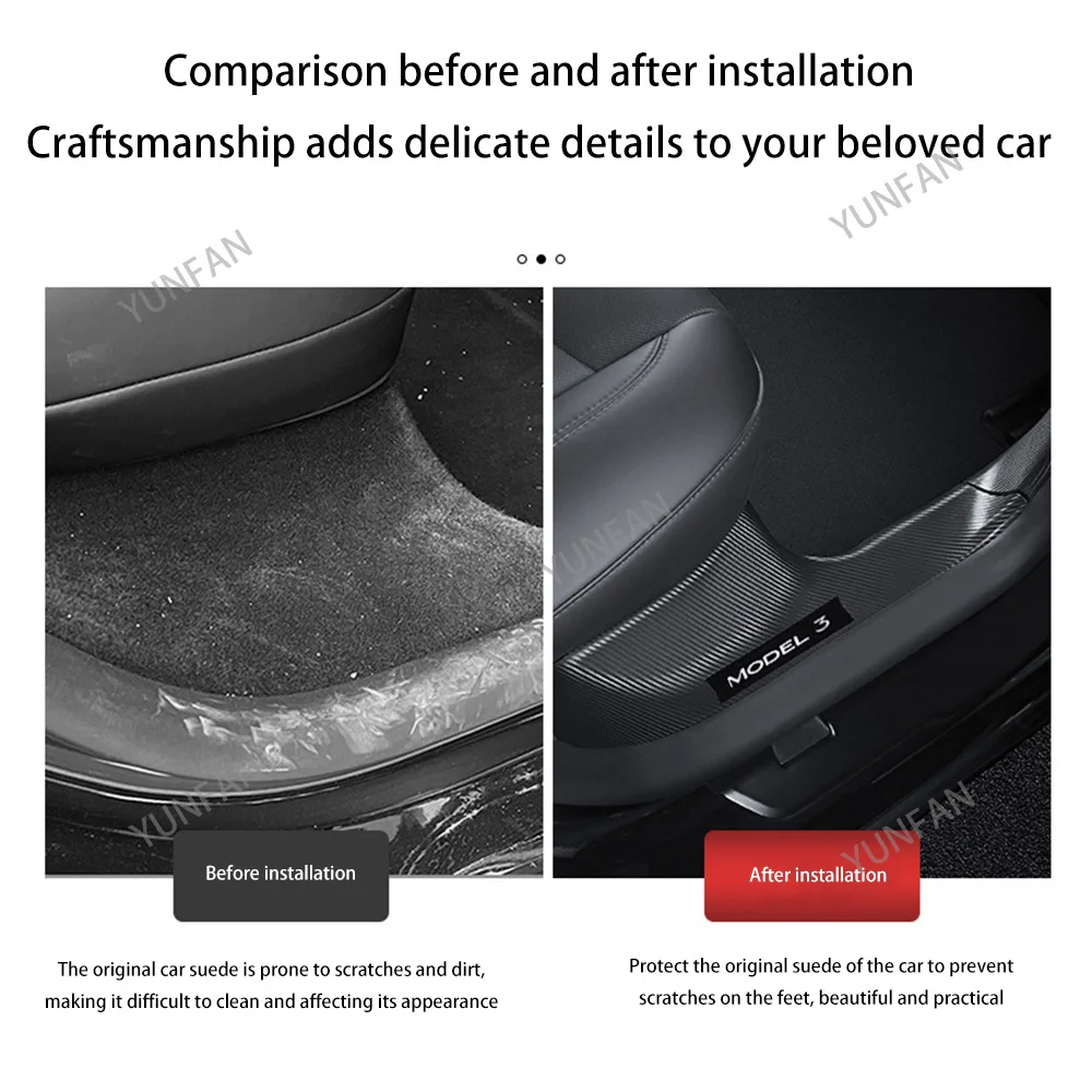 For Tesla Model 3 Juniper 2025 ABS Front Rear Door Sill Threshold Strip Anti-kick Guard Panel Waterproof Pad Protector