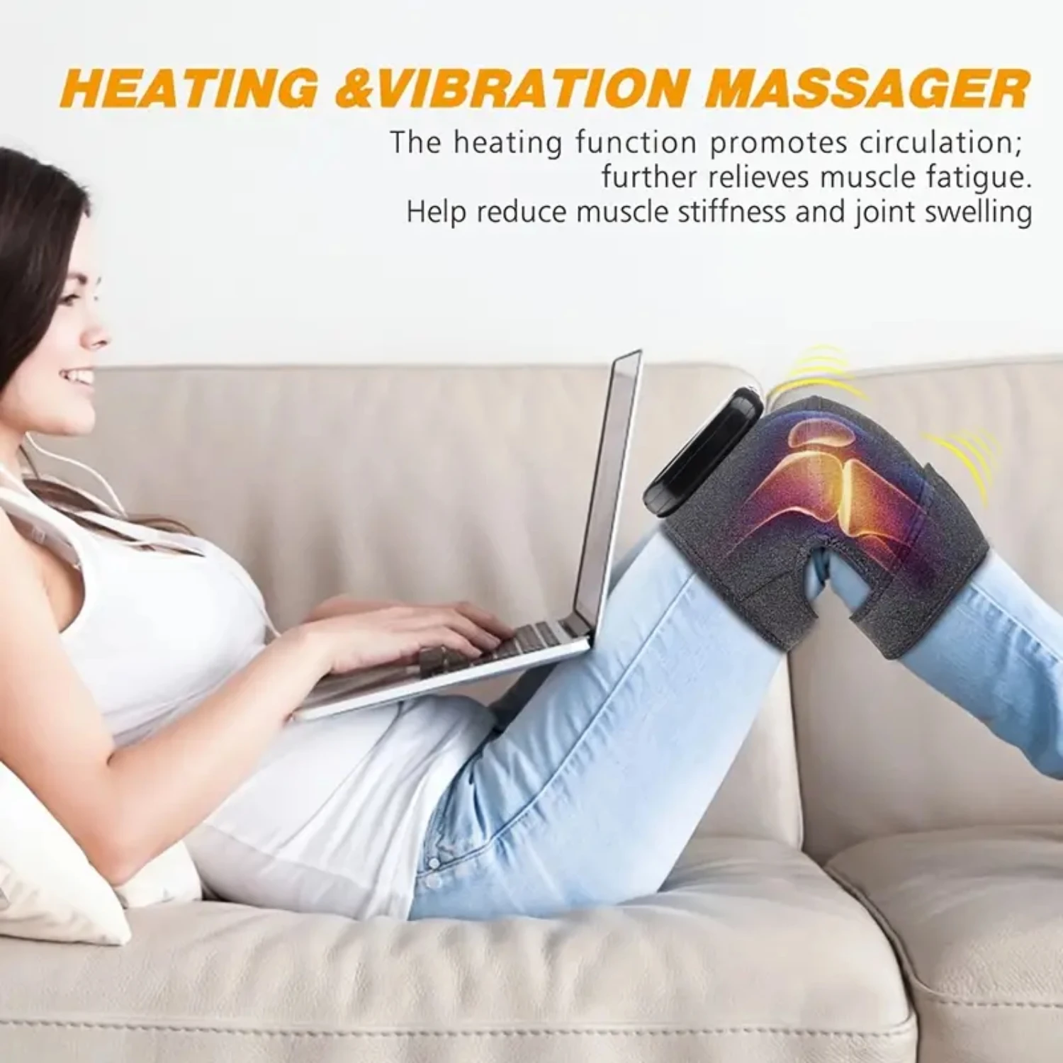 

Cozy USB Rechargeable Heated Knee Massager for Soothing Pain Relief in Autumn and Winter - Portable Shoulder and Knee Brace with