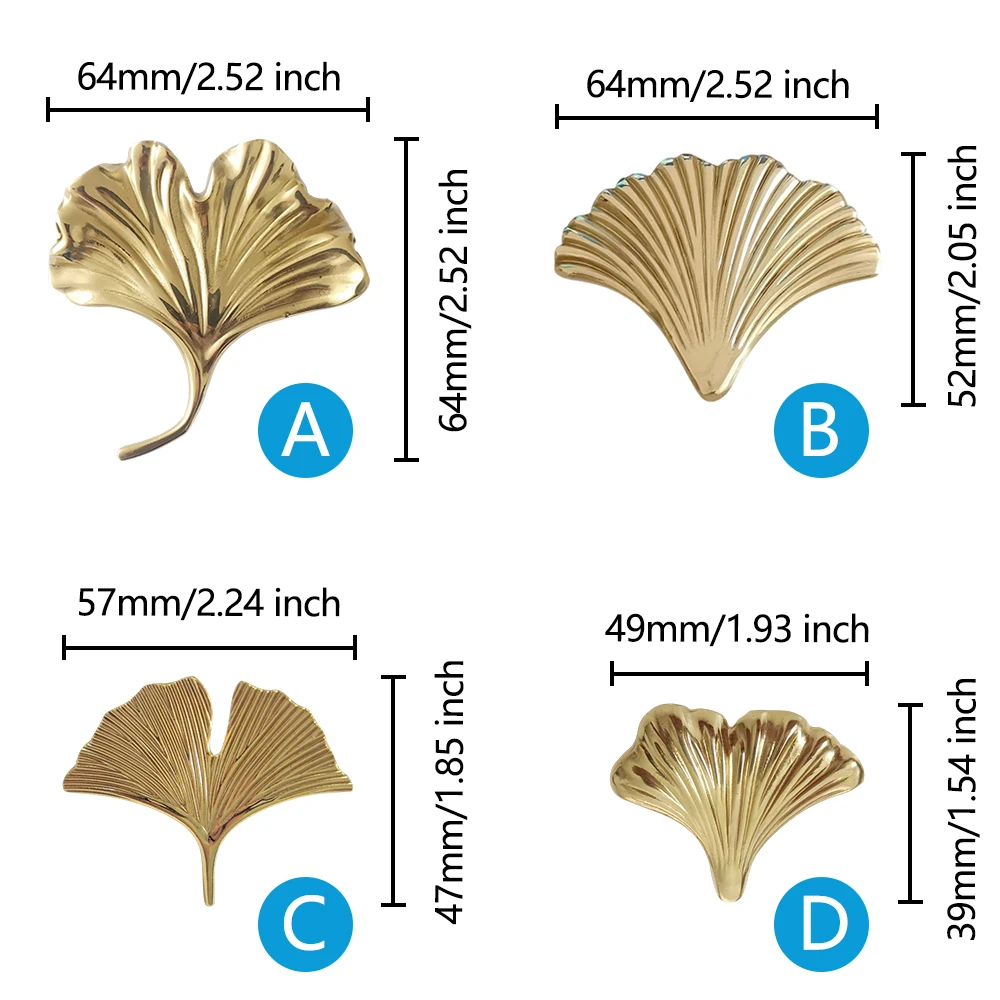 Ginkgo Leaf Solid Brass Furniture Knobs for Cabinets and Drawers Creative Wardrobe Handles Unique Cupboard Door Pulls Hardware