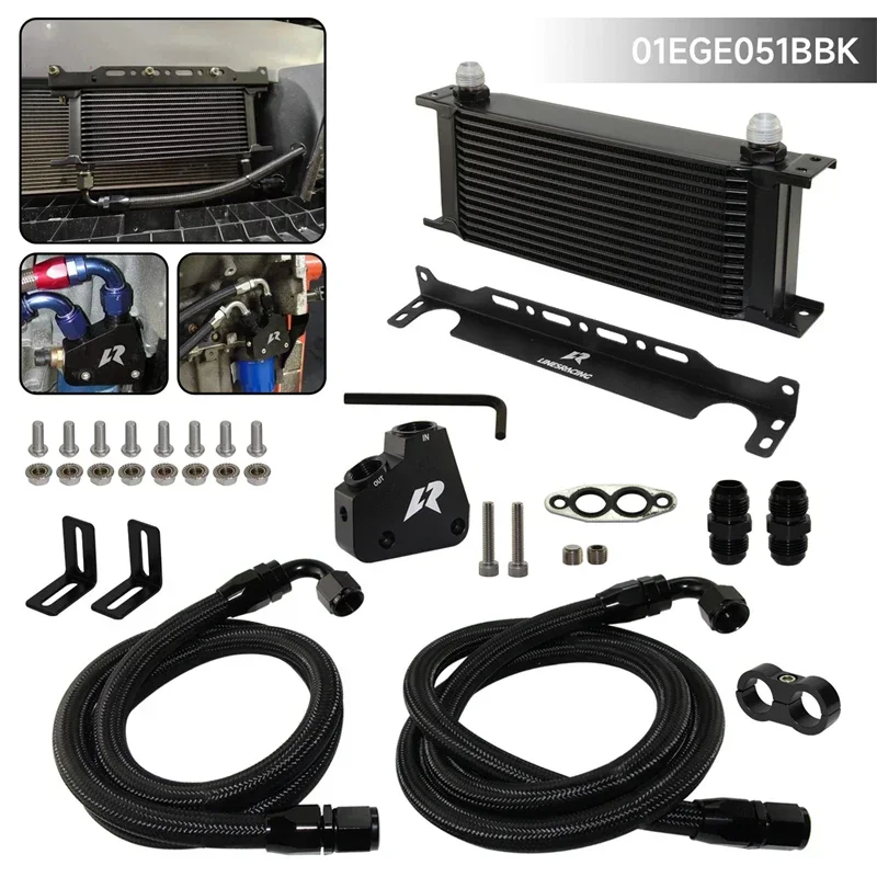 Black 15/16 Row Engine Oil Cooler w/ Bracket Kit AN10 For GM Chevrolet Corvette Camaro C5 C6 LS1 LS2 1997-2019 LS3 4.8L