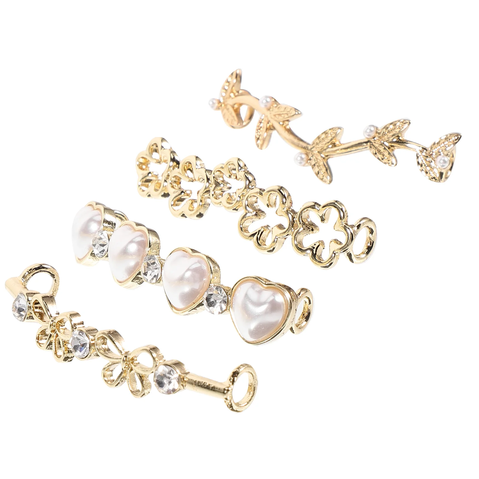 

4 Pcs Shoelace Decorative Buckle Small Clips Decorate Boot Decoration Charms Alloy Decorations Rhinestone Birthday