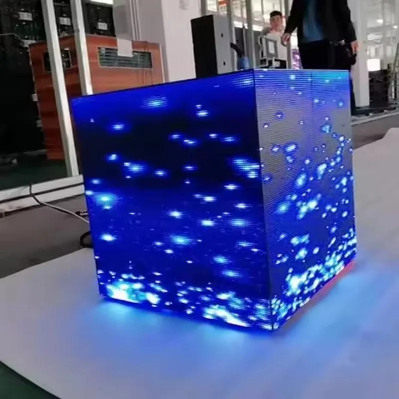 2.5mm Pixel Pitch 6 Sides Rotating Cube LED Screen Creative Full Color Outdoor Commercial Advertising Cubic Display