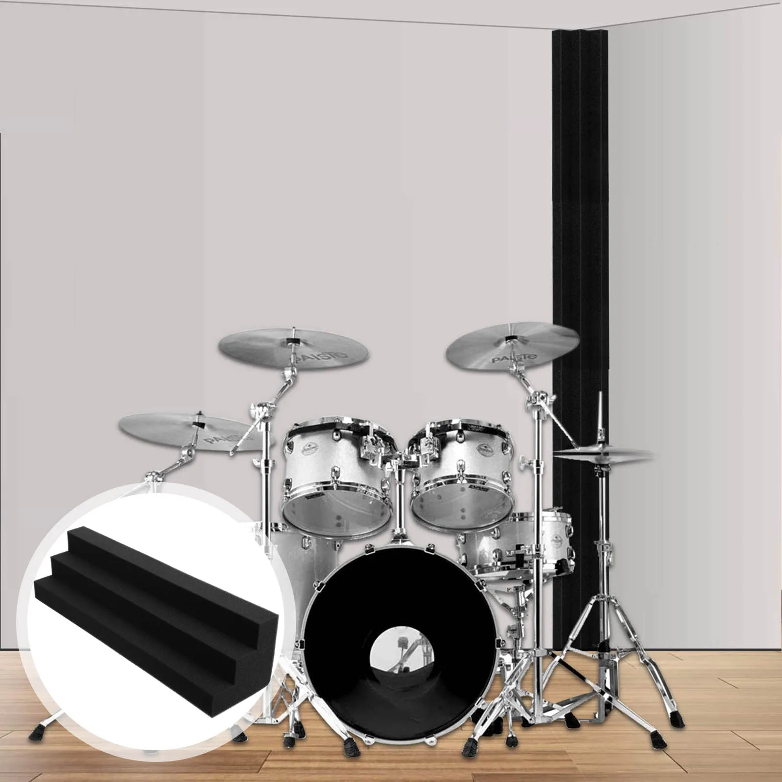 

5pcs Black Soundproofing Panels Acoustic Foams Noise Reduction Corner Bass Absorbing Cotton Wall Foam Insulation