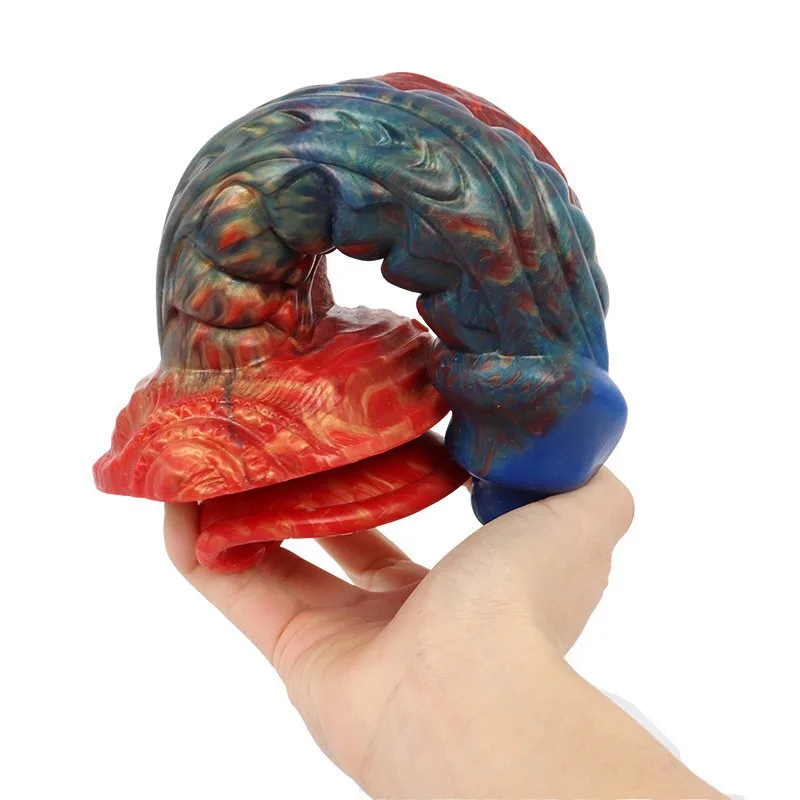 

Double headed dragon simulation shaped colored penis anal plug masturbator adult sexual products