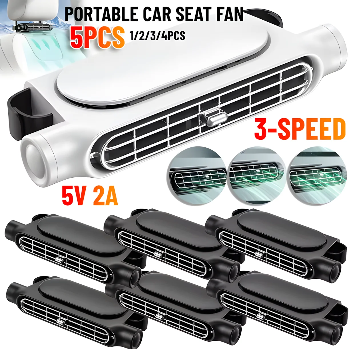 CF03 Car Seat Fan with 3-Speed Adjustment - Powerful Airflow, Quiet Operation & Compact Design for Vehicle Interior Cooling image 5