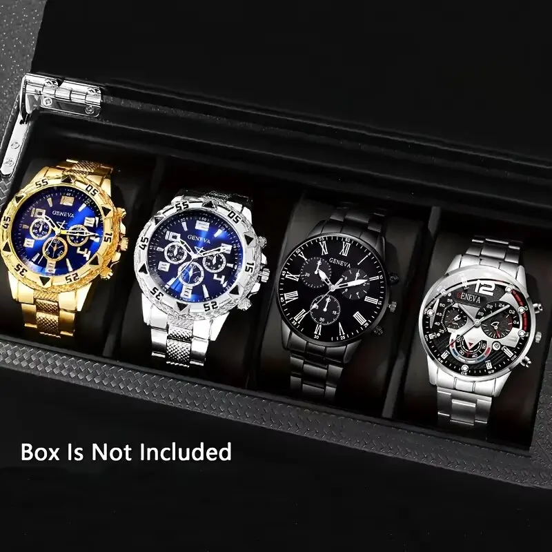 1/4PCS Luxury Big Dial Men Business Watch Fashion Mens Quartz Watches Clock Gift Reloj Hombre（Without Box）