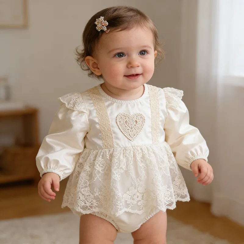 

2026 Summer New Hot Selling Baby Cotton Splicing Lace Princess Style Cute Climbing Clothes