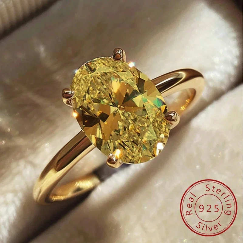 

925 Sterling Silver 1-8CT Engagement Rings Oval Cut Solitaire Cubic Zirconia Wedding Promise Rings for Women Fine Jewelry