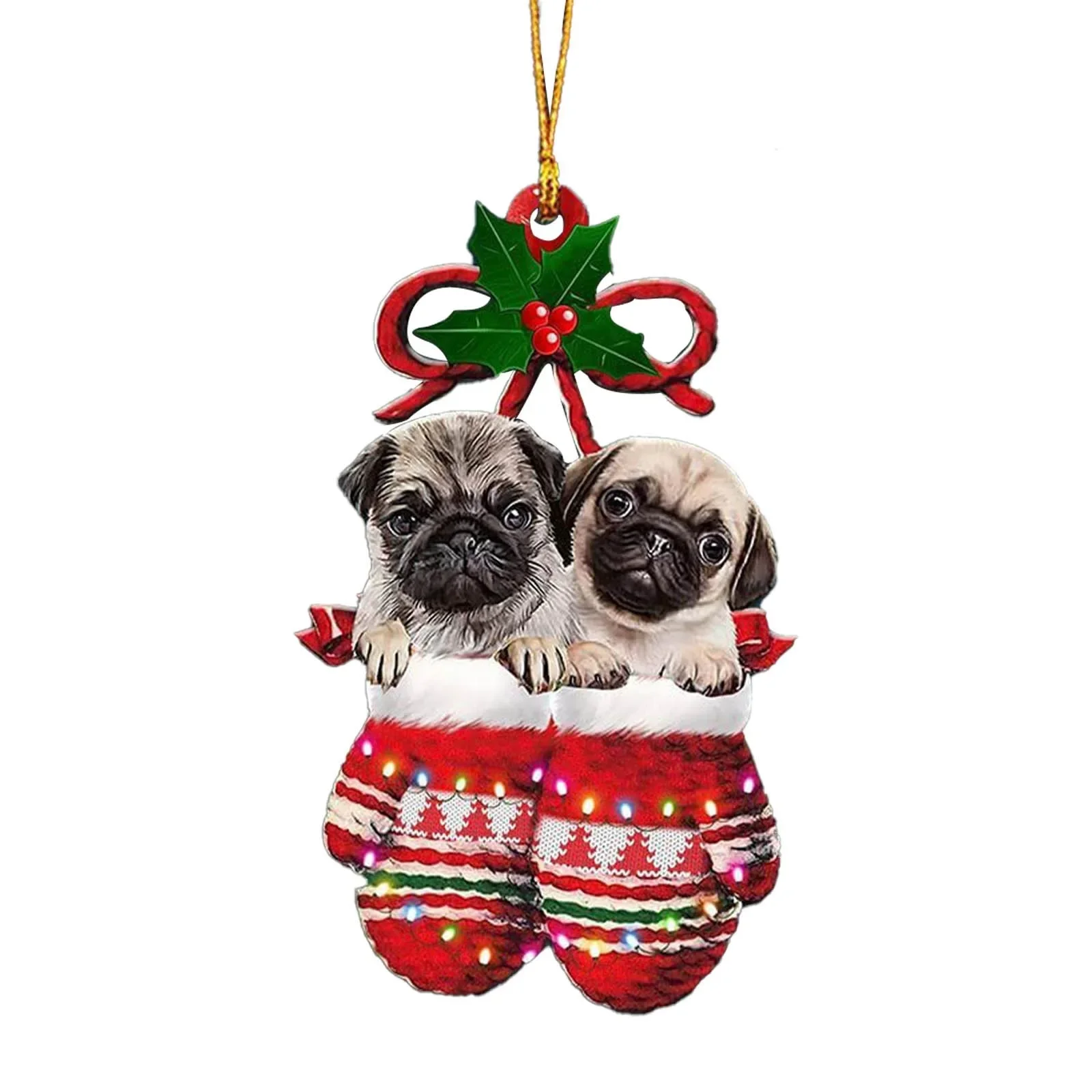 Sleeping Pug Dog Christmas Tree Decoration Hanging Pendants Xmas Decor Christmas Party Props Pendants New Year 2025 Navidad