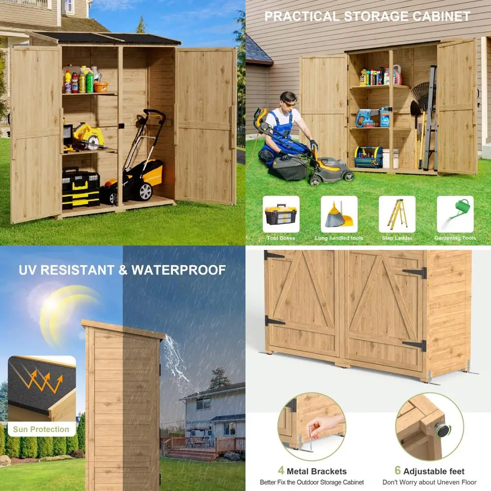 

Водонепроницаемый уличный шкаф для хранения на крыше с двойными запираемыми дверцами и съемными полками для использования в саду