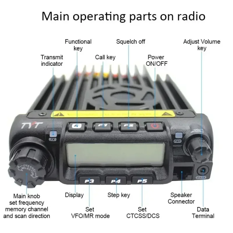 TYT TH-9000D PLUS Car Mobile Walkie Talkie VHF 136-174Mhz/UHF 400-490Mhz/220-260MHz 200CH 60/45W Power Transceiver Two Way Radio