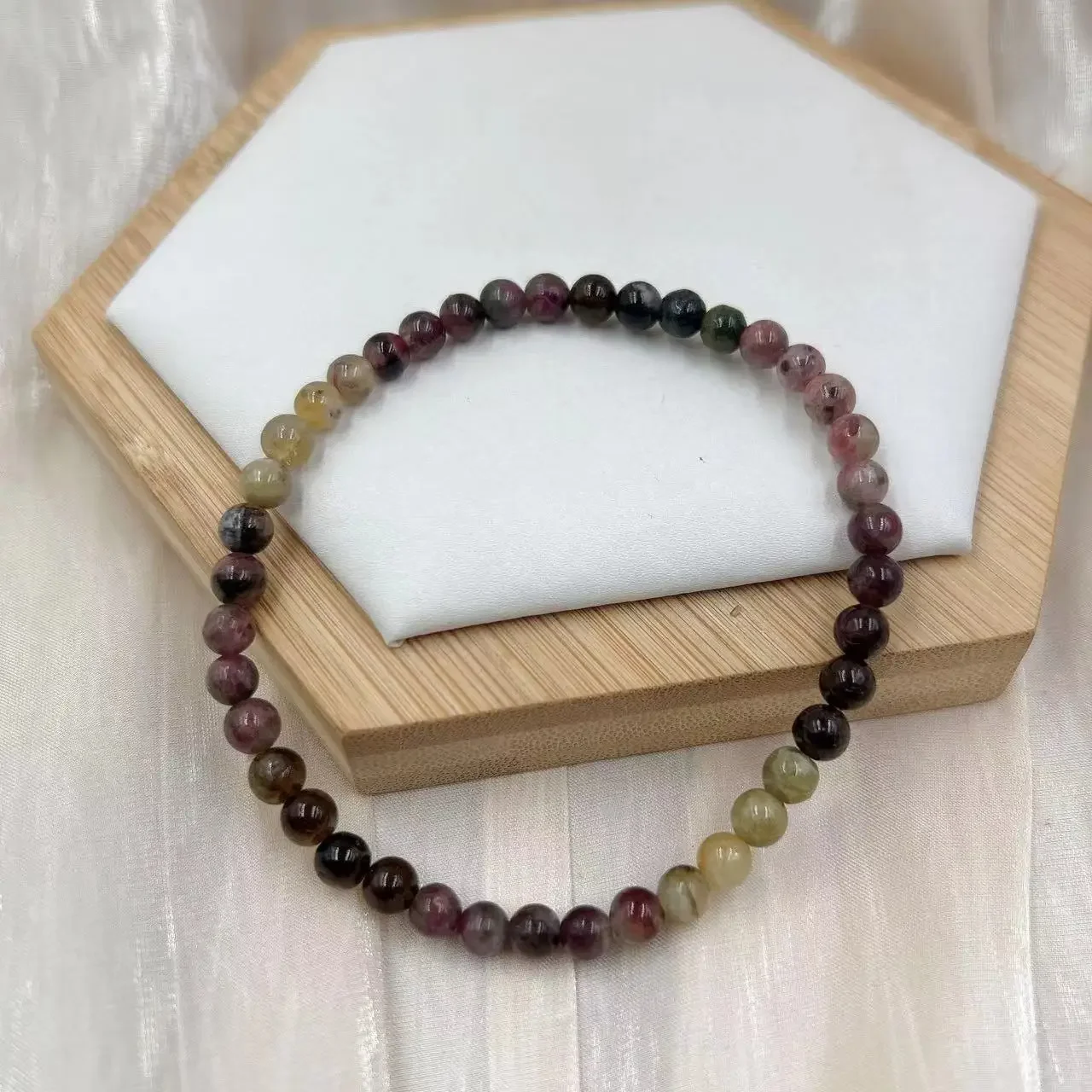 6MM Jewelry Gift Purple Quartz Genuine Tourmaline Crystal Natural Stone Gemstone Women Yoga Elastic Bracelets 7-9inch