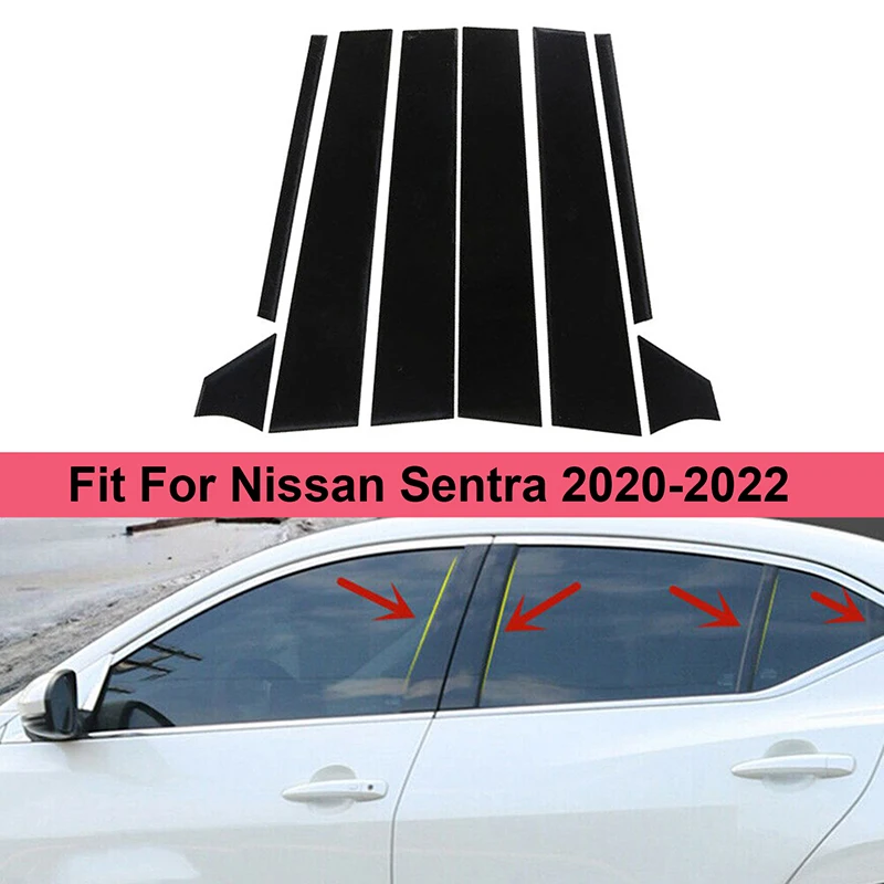 Glossy Black Car Sticker Door Window Trim Pillar Posts Molding Cover Fit For Nissan Sentra 2020 2021 2022 Auto Replacement Parts