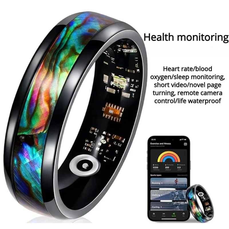 Waterproof Smart Ring Fitness Tracker Heart Rate Monitor Blood Oxygen Meter Sleep Health Monitor Exercise Step Counter