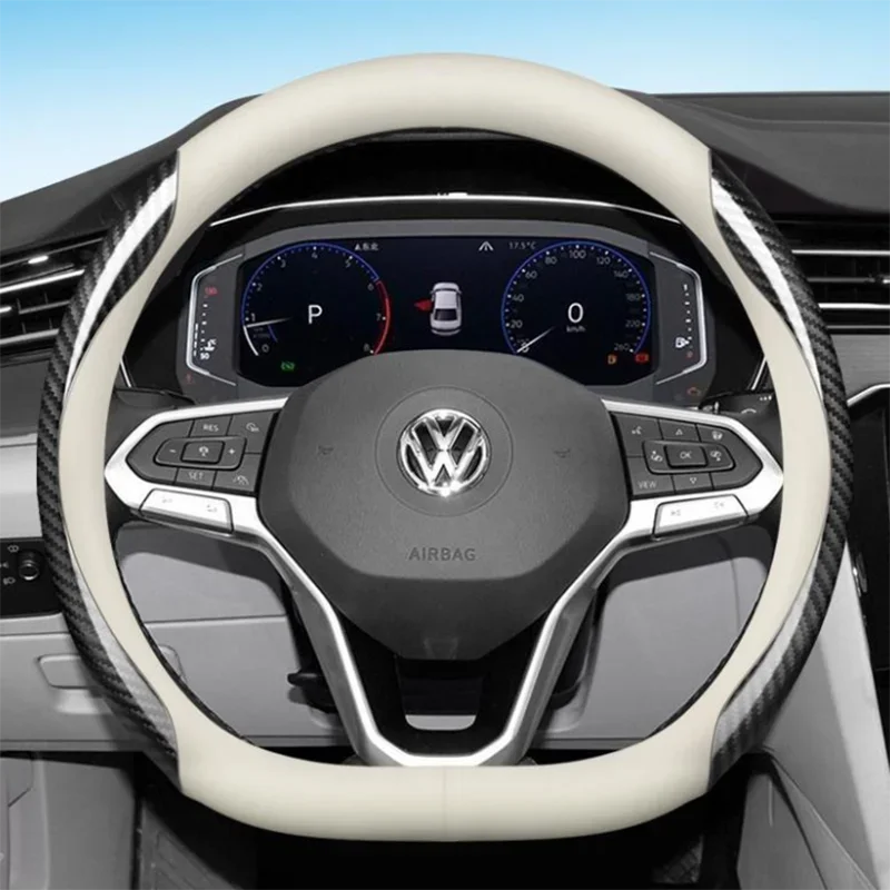 Funda de Cuero para Volante de Coche para Volkswagen VW T-Cross Amarok Klassen T7 Atlas Tiguan, Modificación Interior, Accesorios para Coche