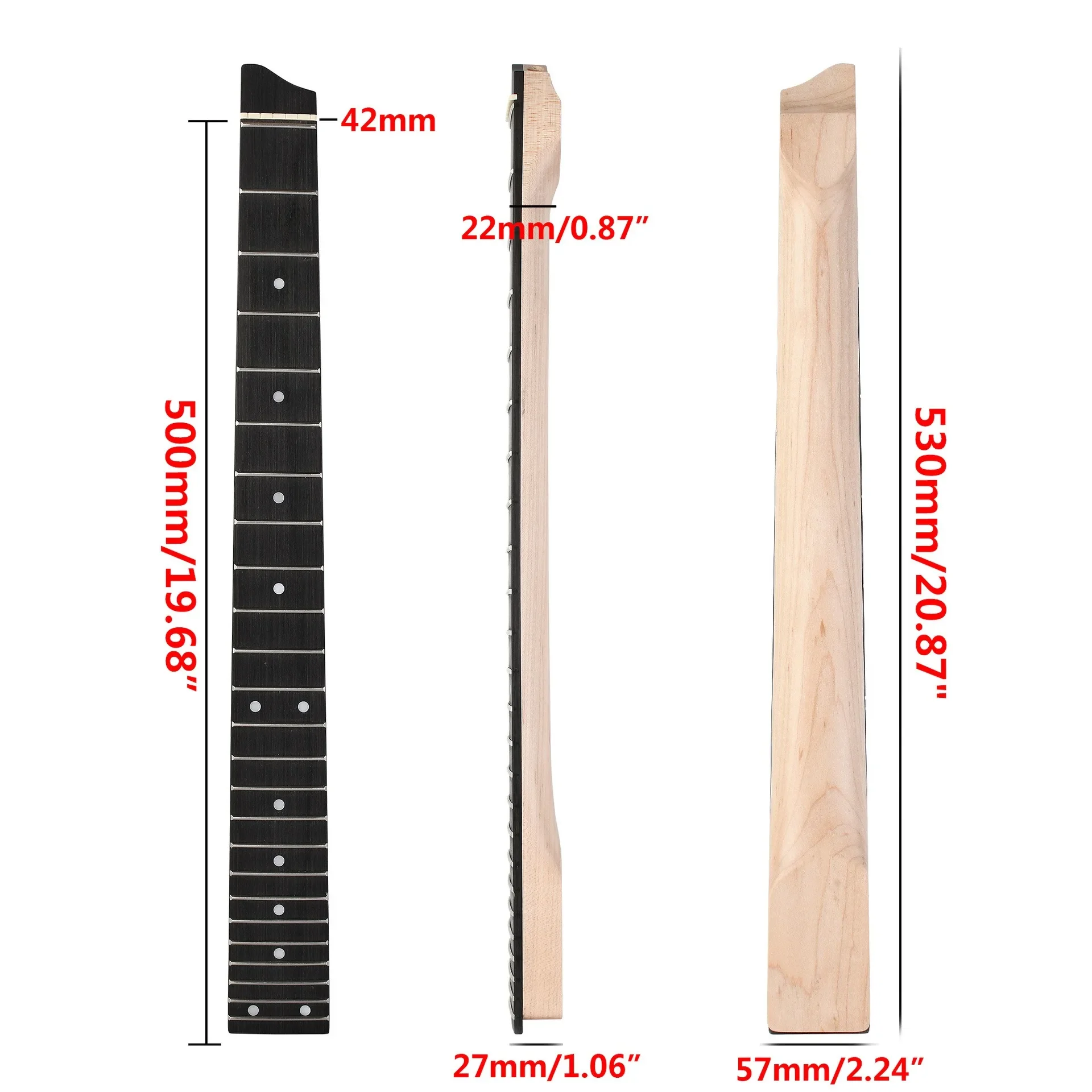2025 High Quality 25 Frets Headless Electric Guitar Handle Rosewood Fingerboard Maple Neck For 6 String Travel Guitar