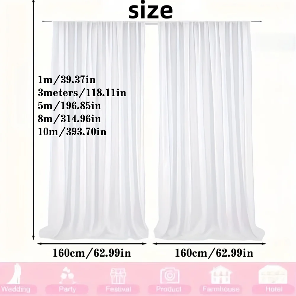 2pcs 1/3/5/8/10m Elegant Champagne Tulle Sheer Curtain - Soft Polyester Fabric Suitable for Weddings, Arches & Stage Decorations