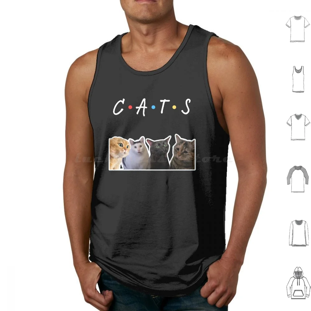 Cats Meme Cats Cats From Viral Memes Tank Tops Vest Sleeveless Friends Cats Huh Dancing Annoyed Dissociating Meme