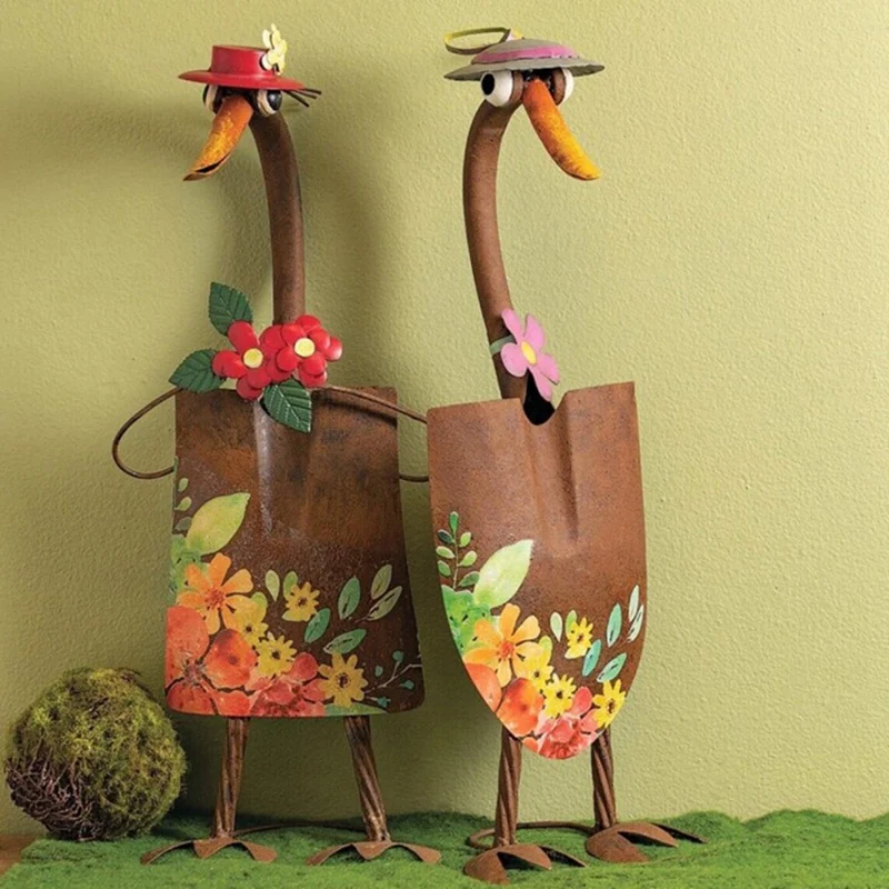 

Cute Fairy Garden Decor, Cute Duck Garden Statues, Cute Duck Garden Art Shovel Spade Art Craft Decoration