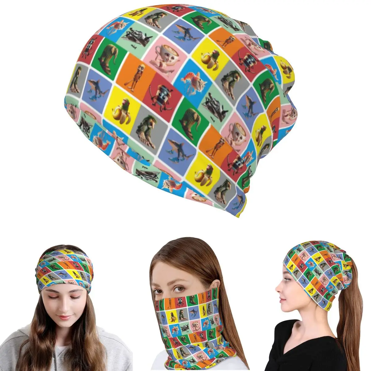 

Italian Brain Rot Anomaly Bandana Neck Gaiter Wrap Mask Scarf Warm Headband Beanies Hat for Men Women Adult Washable