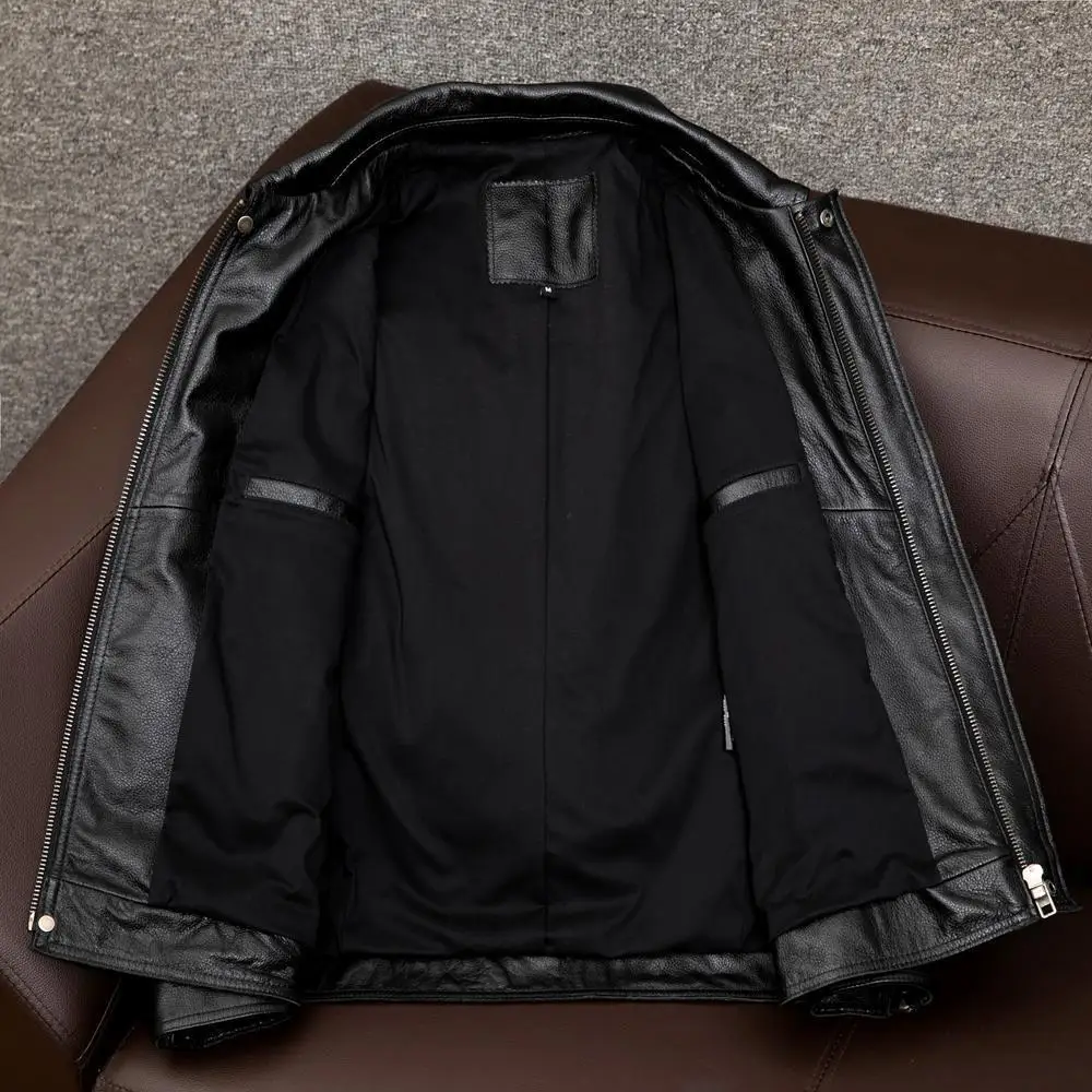 خريف شتاء جديد أزياء الرجال بلون بسيط الأساسية عارضة العصرية بدوره إلى أسفل طوق كم طويل فو الجلود معاطف الذكور قمم