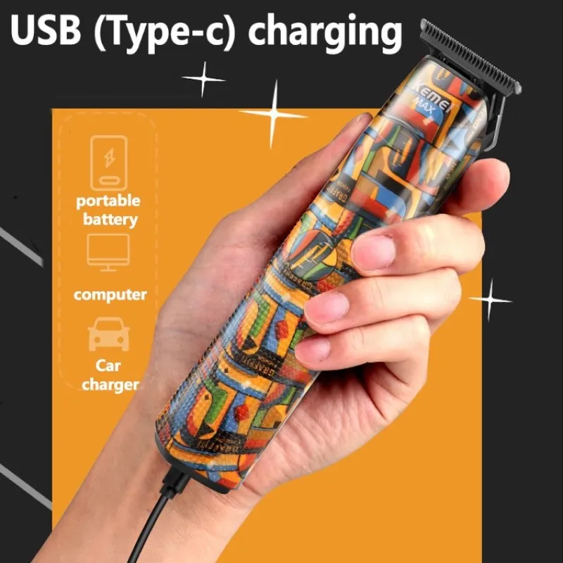 Kemei-cortadora de pelo eléctrica profesional para hombres, potente cortadora de pelo para Barba, máquina cortadora de pelo recargable, batería de litio