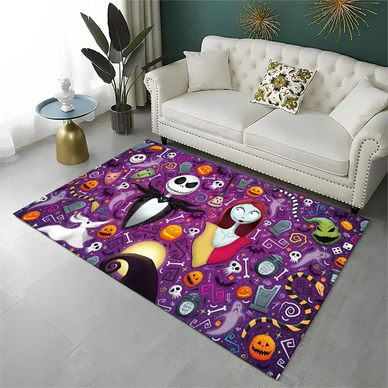 HD Cartoon N-Nightmare Before Christmas Jack Halloween Carpet Rug for Playroom Bedroom Living Room Sofa,Game Area Rug Non-slip