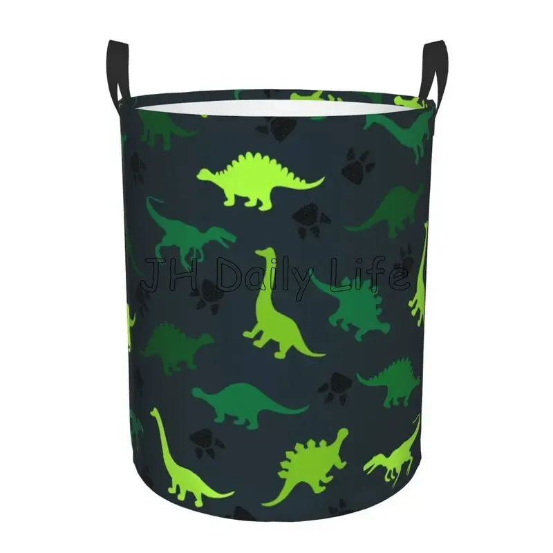 Cartoon Dinosaurussen Ronde Wasmand Grote Capaciteit Doek Wasmand Oxford Speelgoed Organizer voor Thuis Dorm Decor