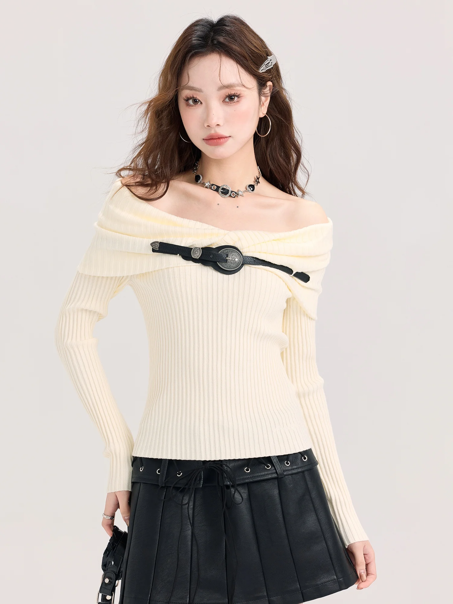 

Облегающий вязаный свитер с одним рукавом для женщин, сексуальный и шикарный осенний топ в американском ретро-стиле, маленький размер