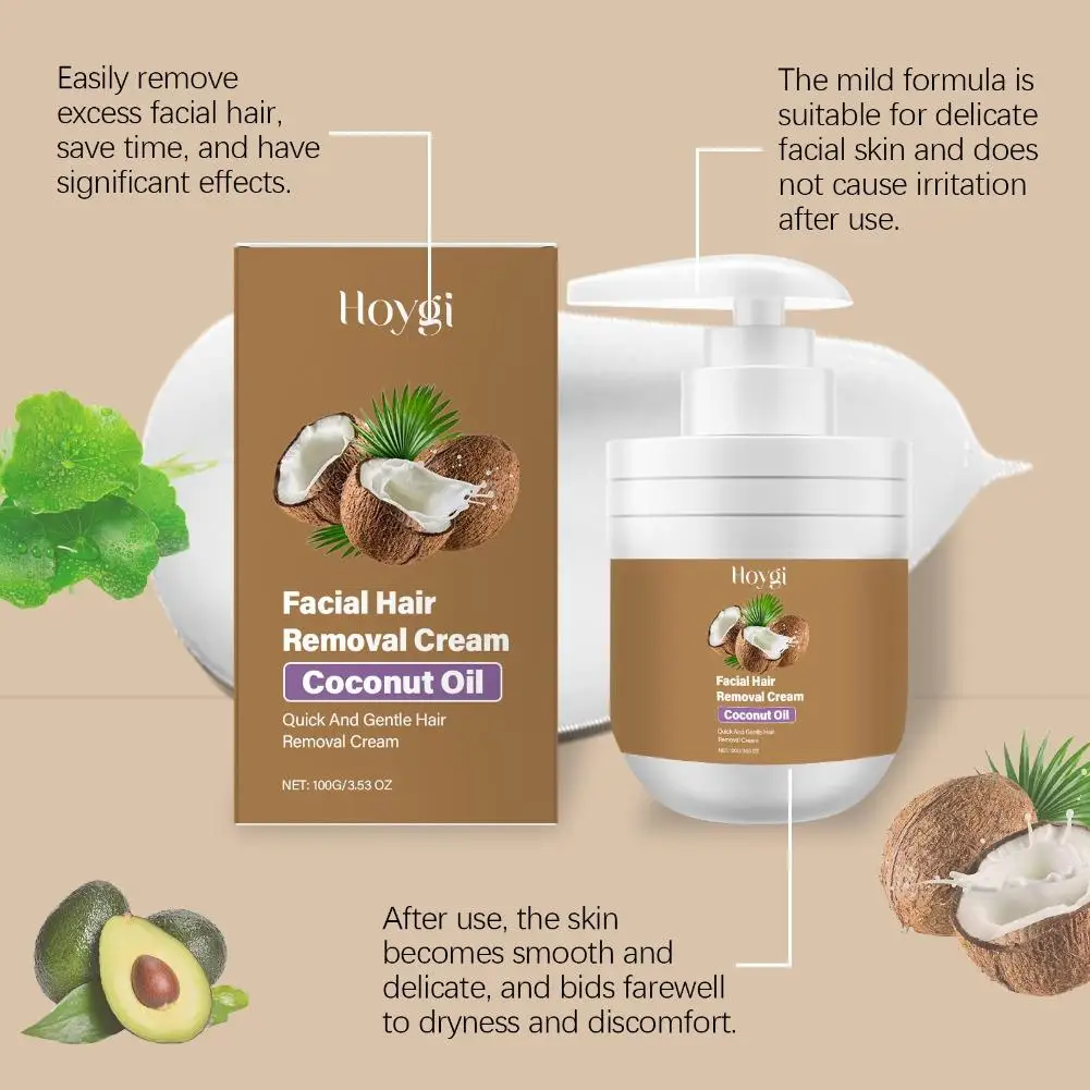 كريم إزالة شعر الوجه اللطيف من جوز الهند كريم لطيف غير مزعج يرطب يغذي كريم إزالة سريع المفعول #2
