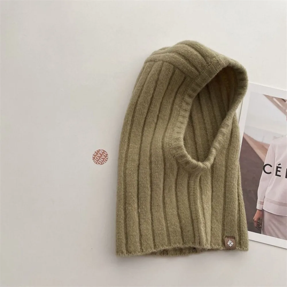 Wool Blend Balaclava Hat One-Piece Structure Ear Flap Knitted Hooded Cap Ear Protection Knitted Neck Warmer Gift for Her