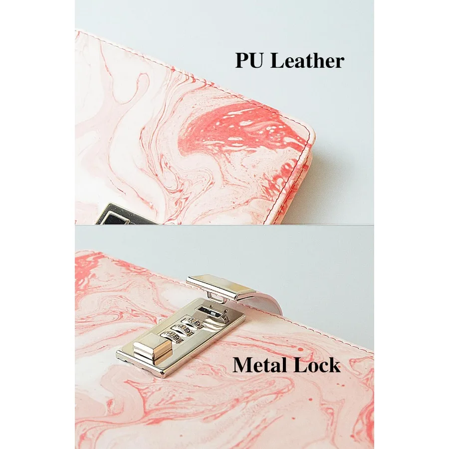 Diário com cadeado para meninas e mulheres A5 PU couro Jourl com bloqueio 240 páginas com senha bloqueada caderno de viagem com bola de metal